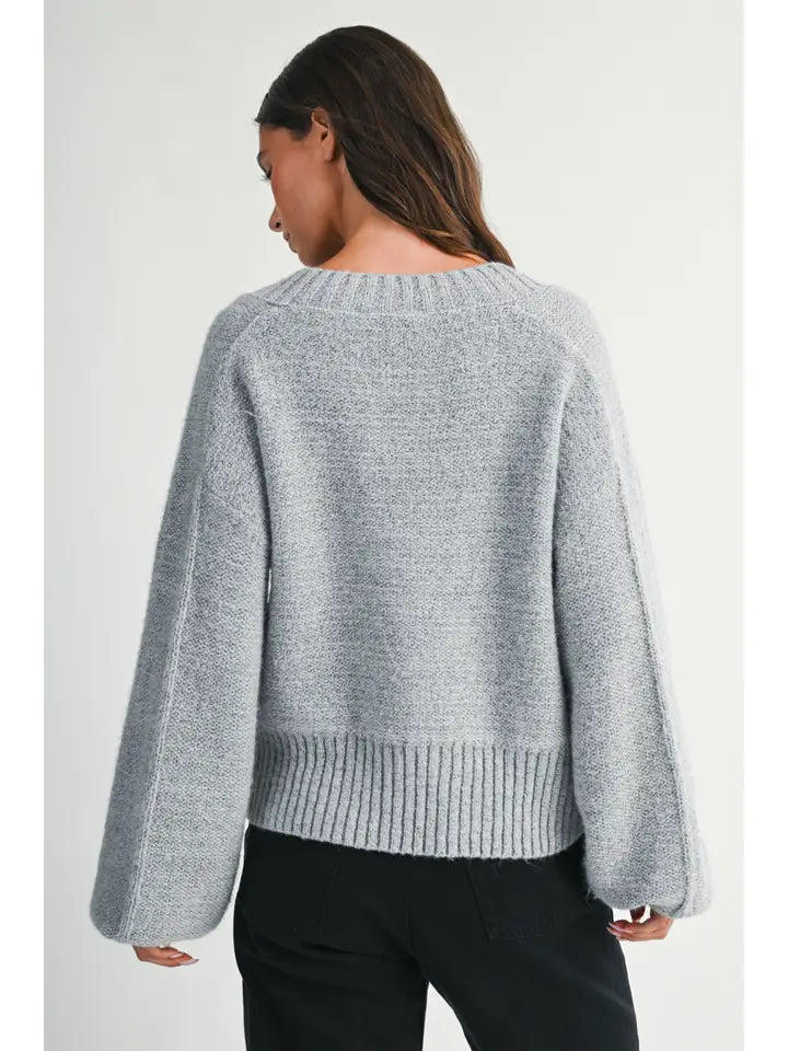 Gray V Neck Sweater