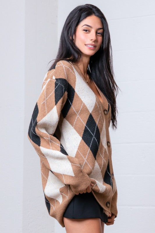 Argyle Button Cardigan