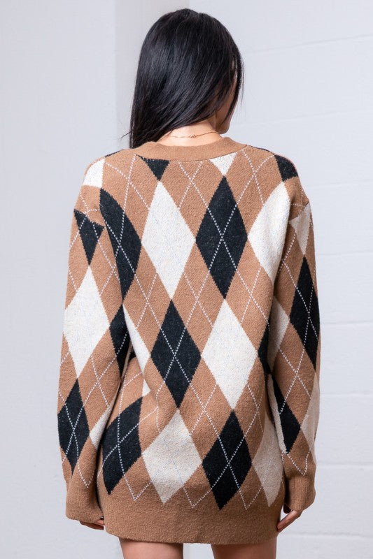 Argyle Button Cardigan