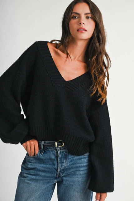 Black V Neck Sweater
