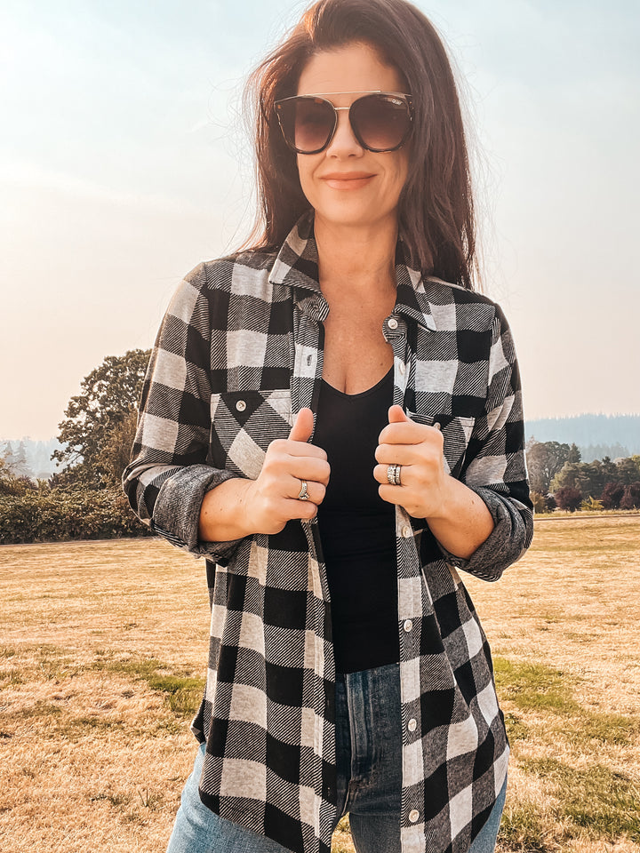 Black and Grey Plaid Lewis Top