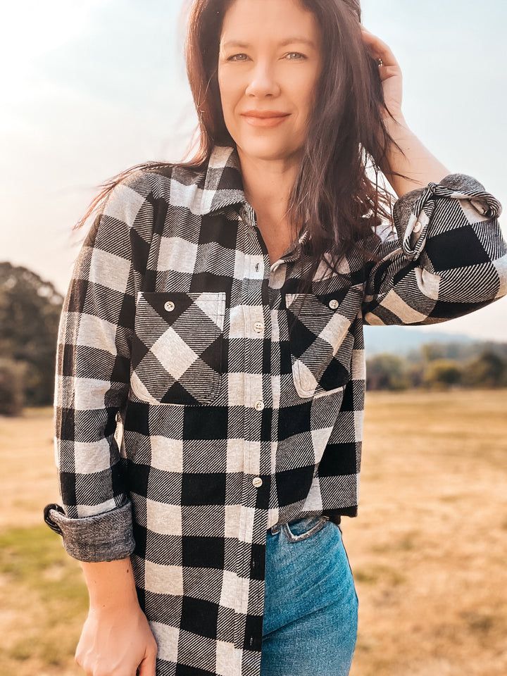 Black and Grey Plaid Lewis Top