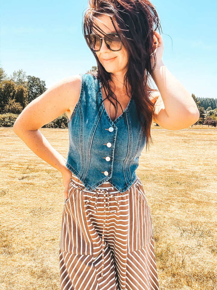 Denim Cropped Vest