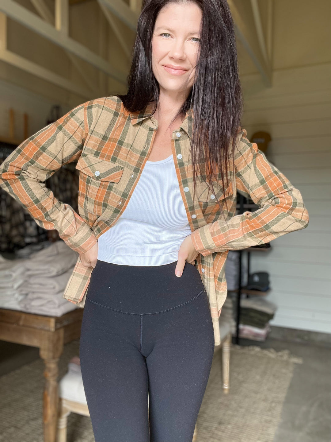 Orange Plaid Flannel