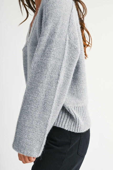 Gray V Neck Sweater
