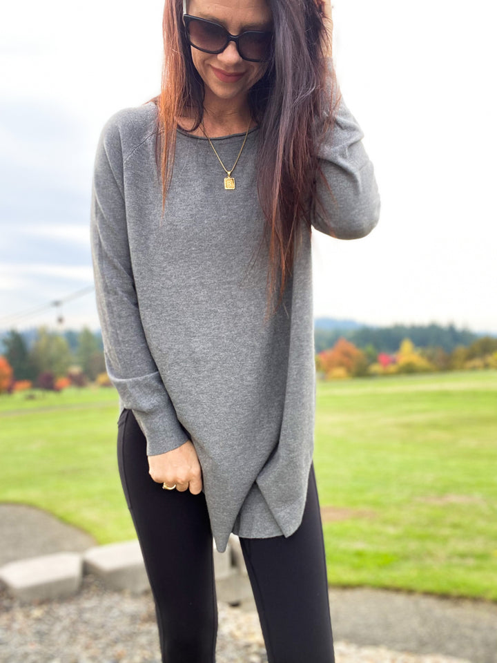 Charcoal Split Tunic Sweater