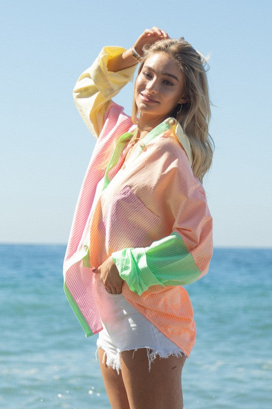 Neon Oversized Button Down