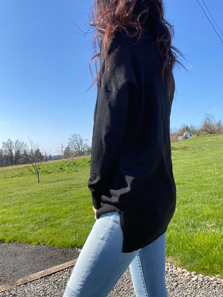Black V Tunic Sweater